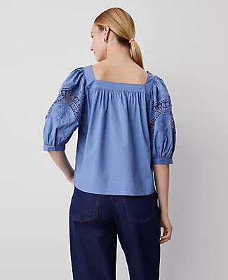 Ann Taylor Eyelet Puff Sleeve Blouse sold by Ann Taylor product image thumbnail 2