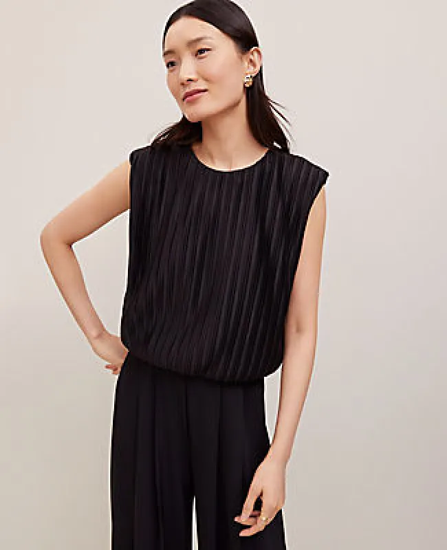 Ann Taylor Pleated Bubble Hem Top sold by Ann Taylor
