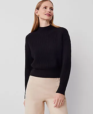 Ann Taylor Ribbed Mock Neck Wedge Sweater sold by Ann Taylor