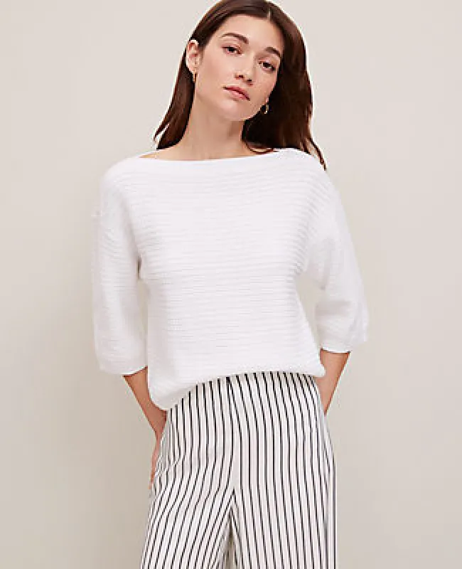 Ann Taylor Geo Stitch Boatneck Sweater sold by Ann Taylor