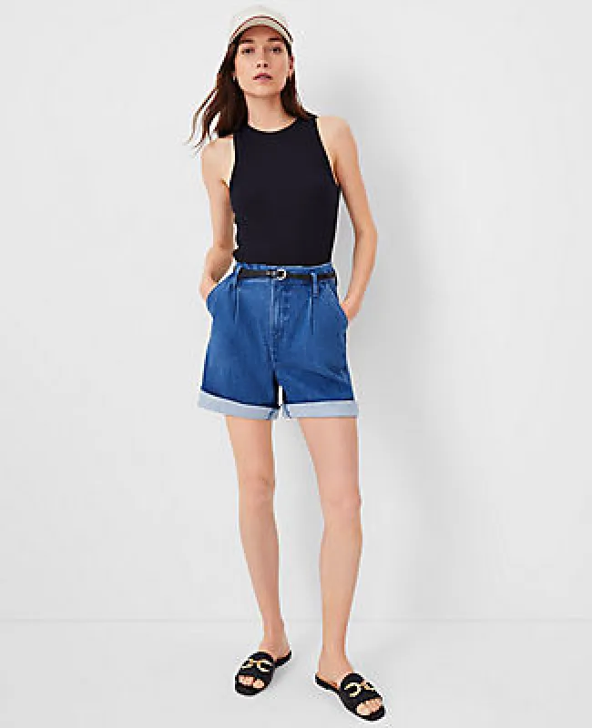 Ann Taylor Petite Belted Denim Shorts sold by Ann Taylor