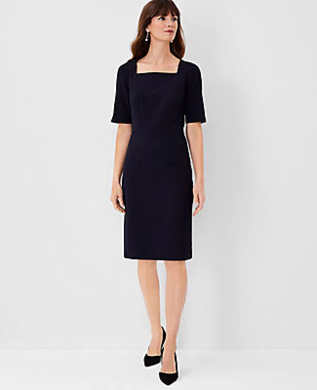 Ann Taylor The Petite Square Neck Sheath Dress in Seasonless Stretch sold by Ann Taylor
