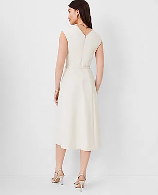 Ann Taylor The Belted V-Neck Midi Dress in Fluid Crepe sold by Ann Taylor product image thumbnail 2