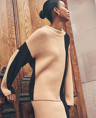 Ann Taylor Colorblock Ribbed Mock Neck Sweater sold by Ann Taylor