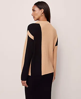 Ann Taylor Colorblock Ribbed Mock Neck Sweater sold by Ann Taylor product image thumbnail 3