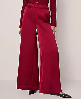 Ann Taylor The Easy Palazzo Pant in Satin sold by Ann Taylor product image thumbnail 2