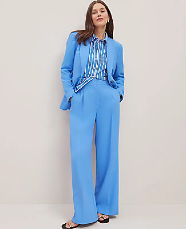 Ann Taylor The Petite Wide-Leg Pant in Fluid Crepe sold by Ann Taylor