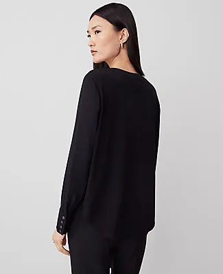 Ann Taylor Petite Mixed Media Pleat Front Top sold by Ann Taylor product image thumbnail 2