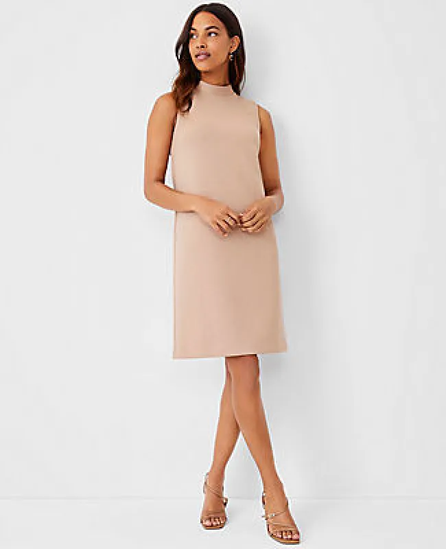 Ann Taylor The Petite Mock Neck Shift Dress in Double Knit sold by Ann Taylor