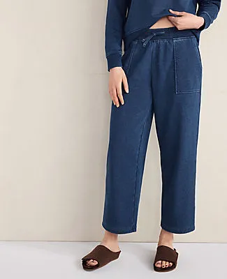 Ann Taylor Haven Well Within Indigo Washed Cotton Fleece Straight Leg Pants sold by Ann Taylor