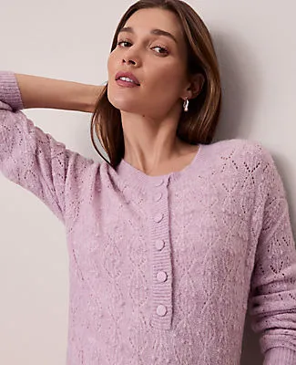 Ann Taylor Weekend Collection Pointelle Henley Sweater sold by Ann Taylor product image thumbnail 3