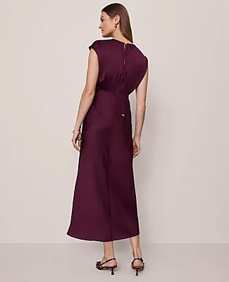 Ann Taylor Gathered Satin Midi Dress sold by Ann Taylor product image thumbnail 2