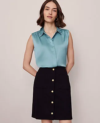 Ann Taylor Shirred Yoke Sleeveless Shirt sold by Ann Taylor