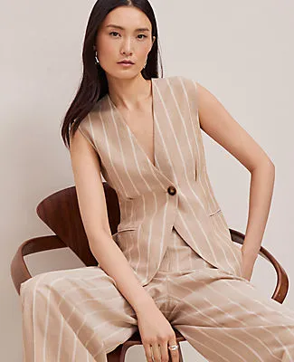 Ann Taylor The Petite Tucked Waist Vest in Pinstripe sold by Ann Taylor product image thumbnail 4