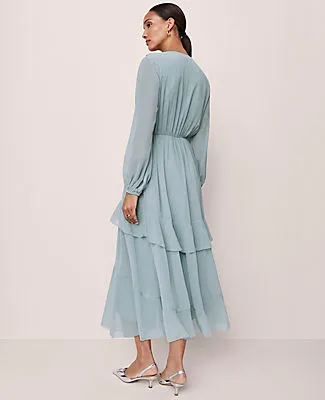 Ann Taylor Petite V-Neck Ruffle Maxi Dress sold by Ann Taylor product image thumbnail 3