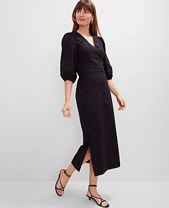 Ann Taylor Eyelet Clean Midi Skirt sold by Ann Taylor