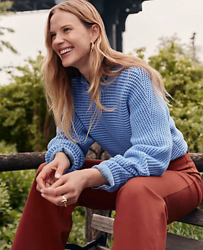 Ann Taylor Weekend Collection Open Stitch Scalloped Sweater sold by Ann Taylor