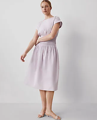 Ann Taylor Petite Smocked-Waist Midi Flare Dress sold by Ann Taylor