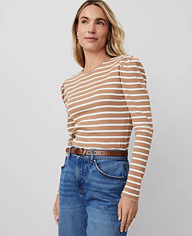 Ann Taylor Petite Puff Shoulder Crew Neck Tee sold by Ann Taylor