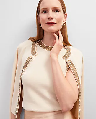 Ann Taylor Studio Collection Sequin Trimmed Open Cardigan sold by Ann Taylor product image thumbnail 3