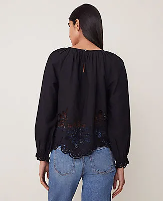 Ann Taylor Petite Weekend Collection Embroidered Popover Top sold by Ann Taylor product image thumbnail 2