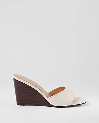 Ann Taylor Leather Skinny Strap Leather Wedge Mules sold by Ann Taylor