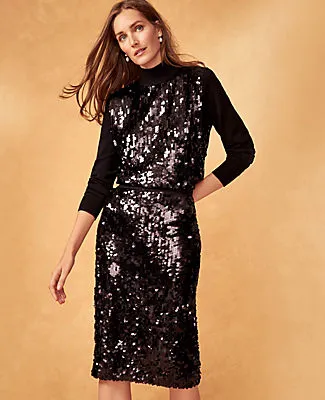 Ann Taylor Sequin Front Turtleneck Sweater sold by Ann Taylor