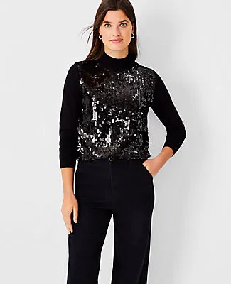 Ann Taylor Sequin Front Turtleneck Sweater sold by Ann Taylor product image thumbnail 2
