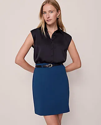 Ann Taylor Petite Ponte Belted A-Line Skirt sold by Ann Taylor product image thumbnail 2