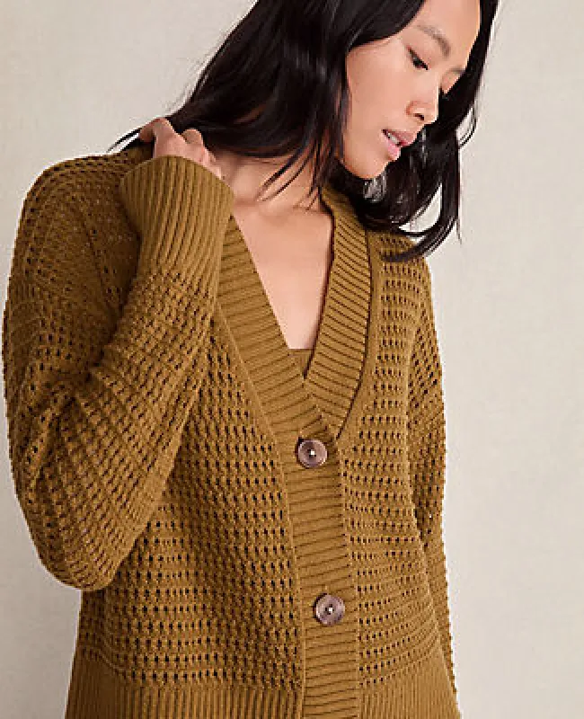 Ann Taylor Haven Well Within Organic Cotton Open Stitch Cardigan sold by Ann Taylor