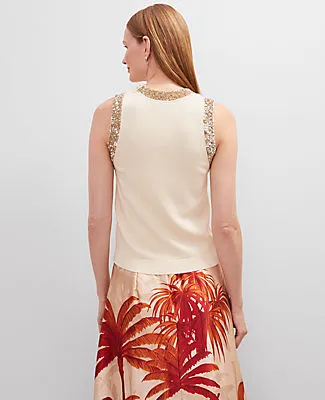 Ann Taylor Studio Collection Sequin Trimmed Sweater Shell Top sold by Ann Taylor product image thumbnail 2