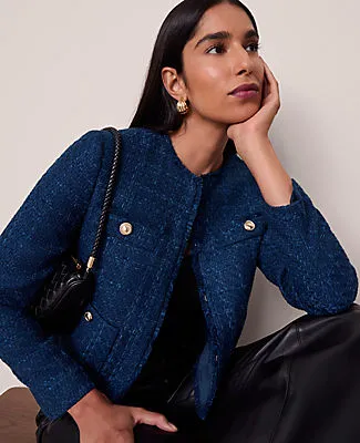 Ann Taylor The Cropped Crew Neck Jacket in Tweed sold by Ann Taylor product image thumbnail 4