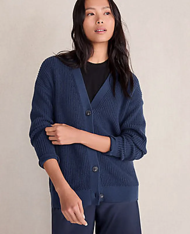 Ann Taylor Haven Well Within Organic Cotton Shaker Stitch Cardigan sold by Ann Taylor