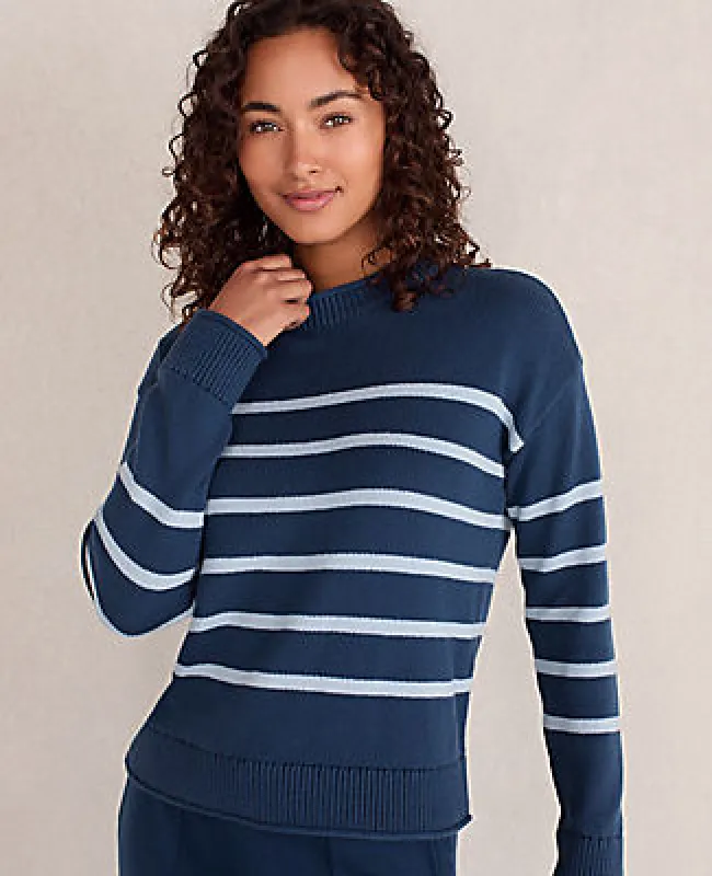 Ann Taylor Haven Well Within Organic Cotton Stripe Roll Neck Sweater sold by Ann Taylor