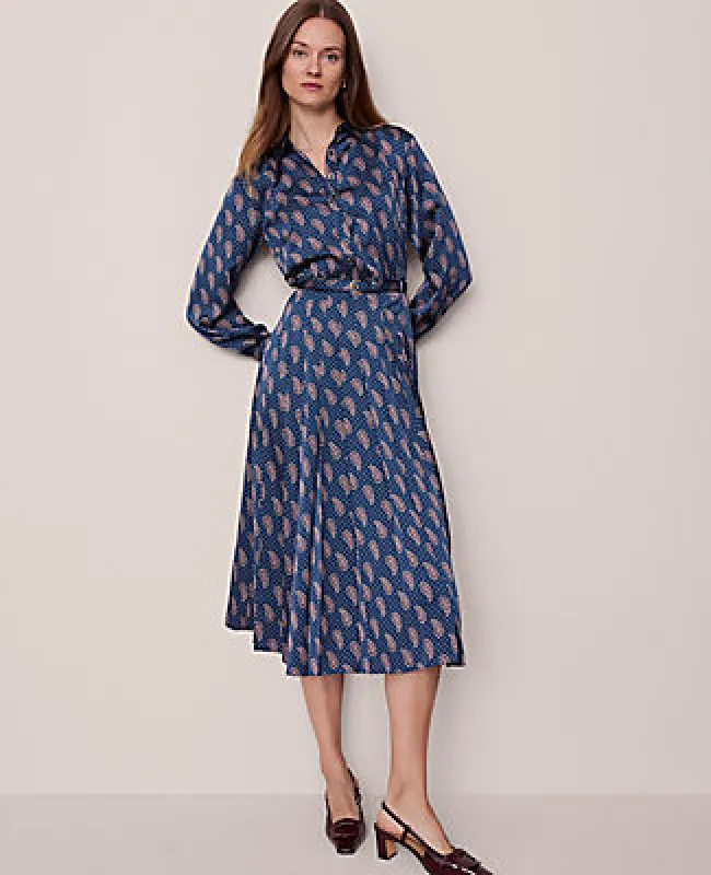 Ann Taylor Paisley Pleated Flare Midi Dress sold by Ann Taylor