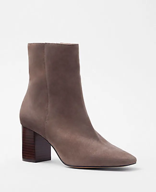 Ann Taylor High Block Heel Suede Booties sold by Ann Taylor