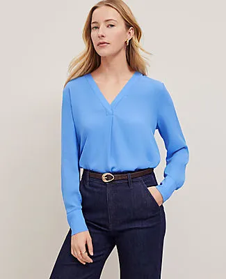 Ann Taylor Mixed Media V-Neck Top sold by Ann Taylor
