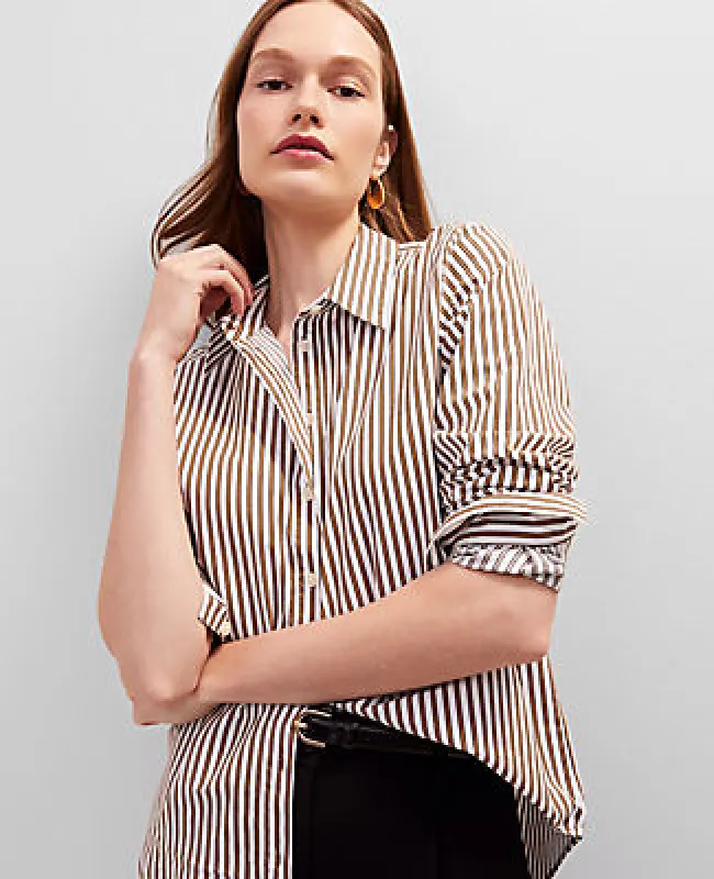 Ann Taylor Striped Relaxed Perfect Shirt sold by Ann Taylor