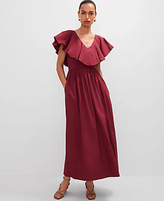 Ann Taylor Ruffle Collar Maxi Flare Dress sold by Ann Taylor