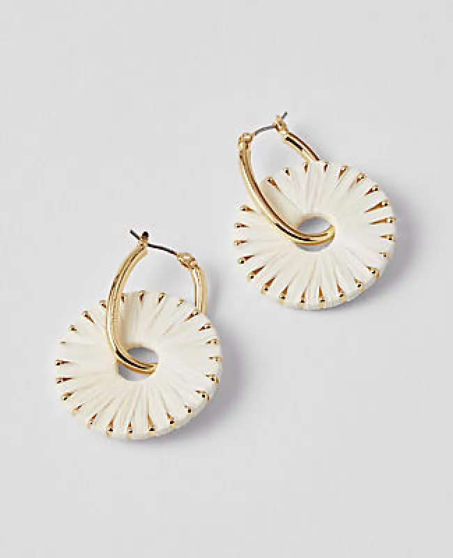 Ann Taylor Straw Wrapped Circle Drop Earrings sold by Ann Taylor