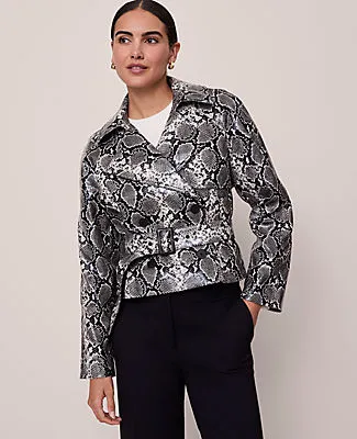 Ann Taylor Snake Print Belted Trench Coat sold by Ann Taylor product image thumbnail 2