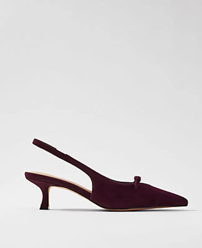Ann Taylor Bow Suede Slingback Pumps sold by Ann Taylor