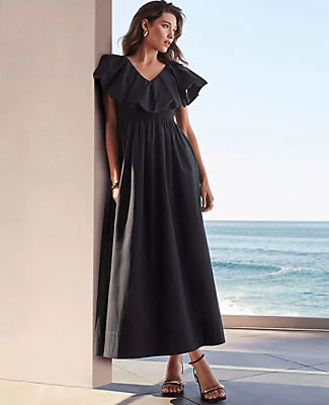 Ann Taylor Ruffle Collar Maxi Flare Dress sold by Ann Taylor