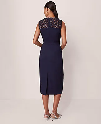 Ann Taylor Lace Trim Satin Midi Dress sold by Ann Taylor product image thumbnail 2