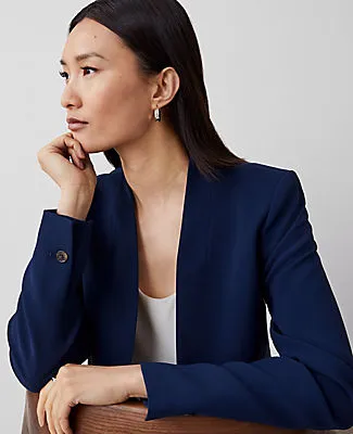 Ann Taylor The Petite Long Collarless Blazer in Fluid Crepe sold by Ann Taylor product image thumbnail 3