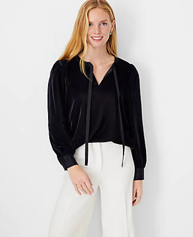 Ann Taylor Velvet Tie Neck Top sold by Ann Taylor