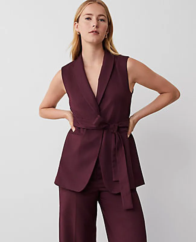 Ann Taylor Petite Shawl Collar Belted Vest sold by Ann Taylor