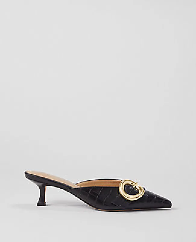 Ann Taylor Buckle Nip Toe Embossed Kitten Heels sold by Ann Taylor