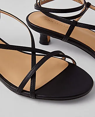 Ann Taylor Leather Strappy Ankle Wrap Kitten Heel Sandals sold by Ann Taylor product image thumbnail 2