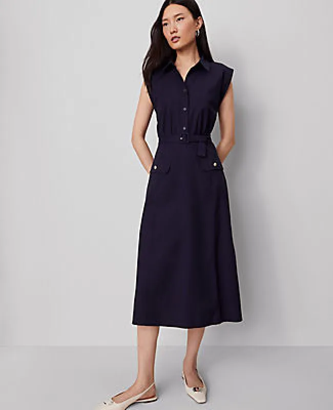 Ann Taylor Petite Belted Flare Midi Shirtdress sold by Ann Taylor